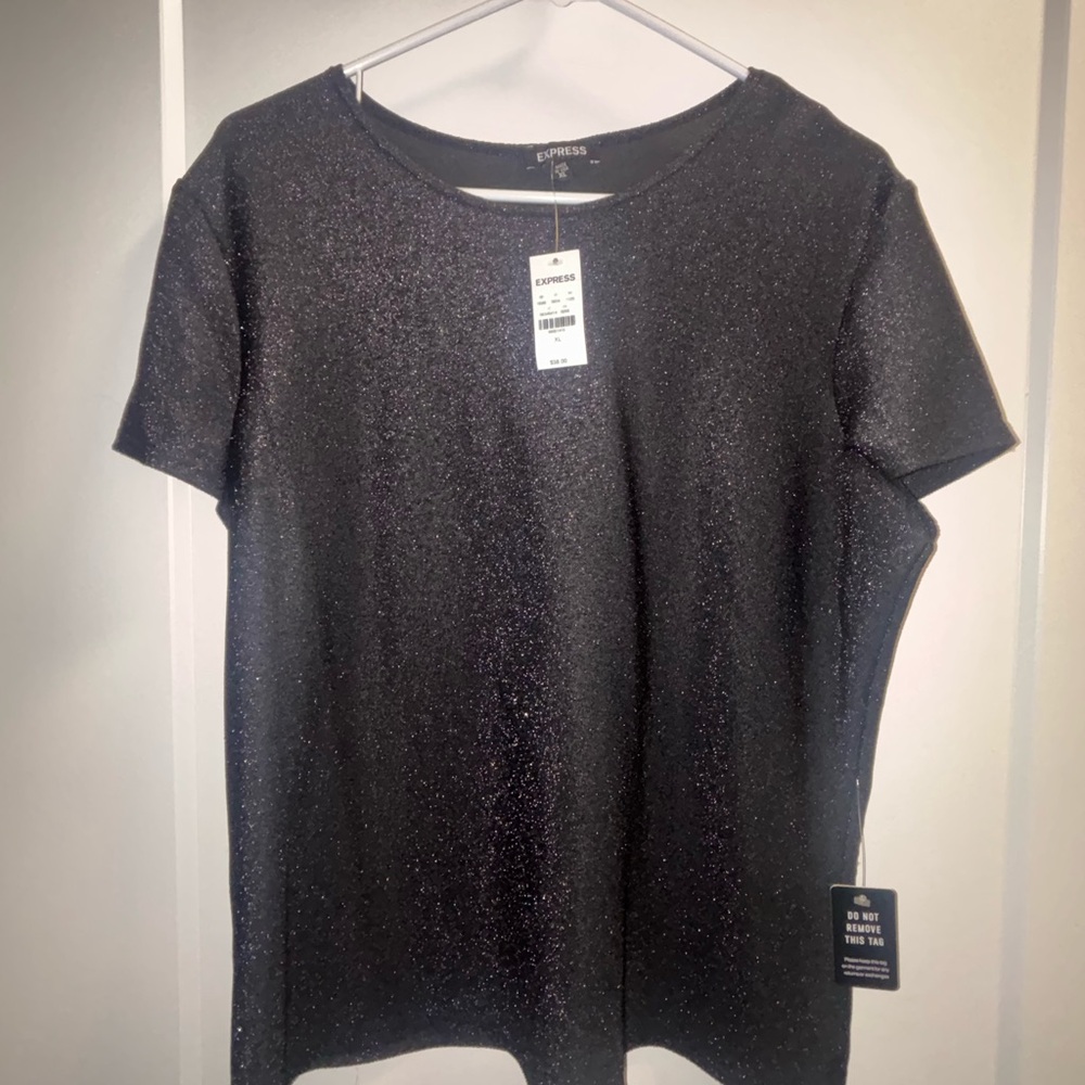 Express Black Sparkle Short-Sleeve Tee